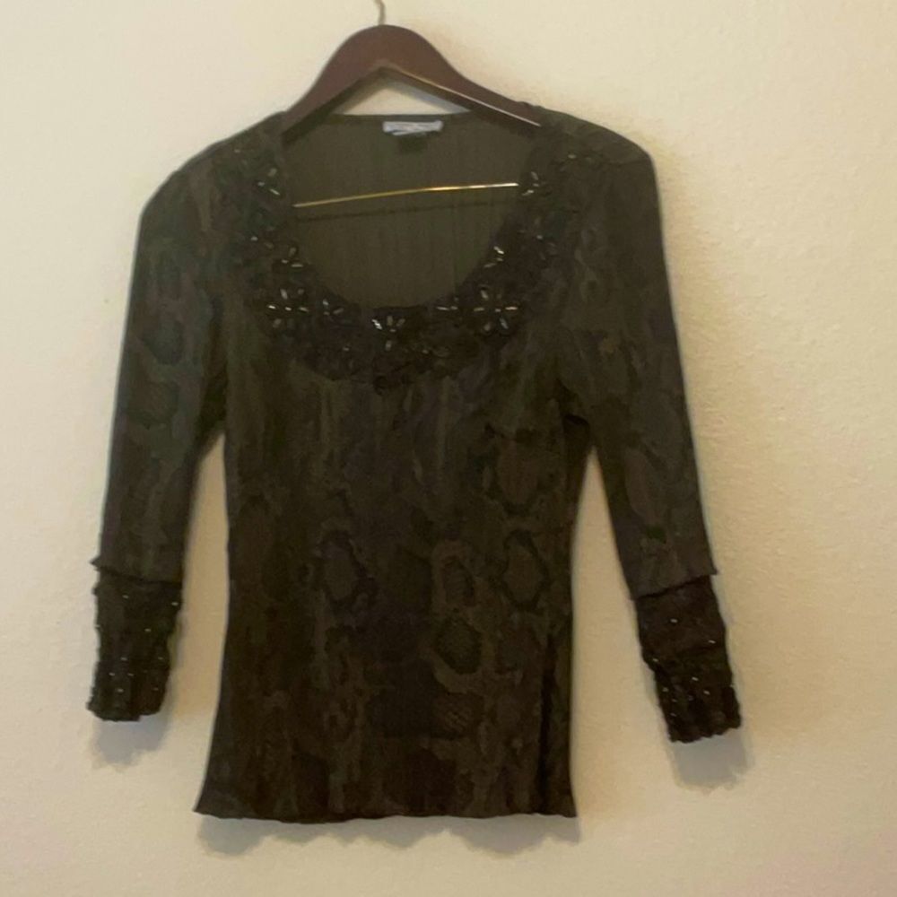 Alberto makali y2k black and olive green blouse size medium
